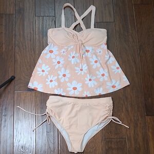 Peach Floral Tankini Swim Set size Large